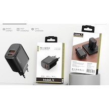 Mobilx M-02 38w Çift Portlu Pd + Qc 3.0 Hızlı Şarj Adaptörü Usb-a & Type-c