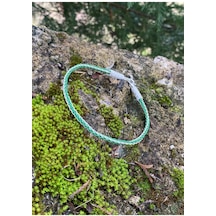 Kazzaze Yeşil Tilki Kuyruğu Örgü Gümüş Kazaziye Bileklik 18 CM