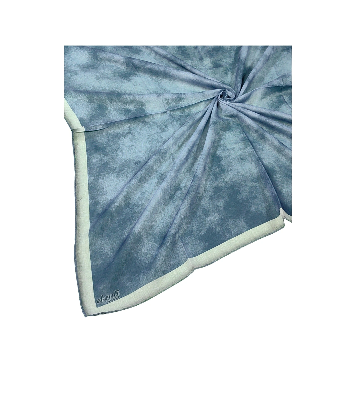 Mim Eşarp Ebruli Soft Pamuklu Desenli Eşarp - 95x95 Cm Gümüş