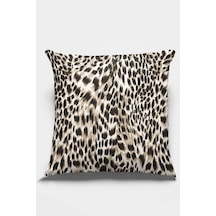 Bej Leopar Desenli Çift Taraflı Yastık Kırlent Kılıfı Krl050n11