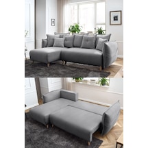 Puffy Sandıklı Köşe Koltuk Gri Sol Köşe Gri