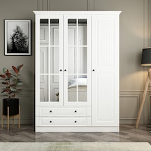 Kale 3 Mebran Kapaklı 2ç Taçlı Dolap - Beyaz 190cm Beyaz