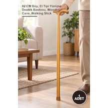 1 Adet Ahşap Baston 92 Cm Boy, El Tipi Yürüme Destek Bastonu, Wooden Cane, Walking Stick