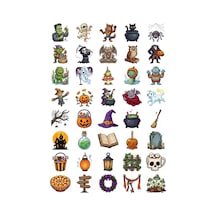 Cadılar Bayramı Komik Karakter Sticker Seti 40 Adet Ajanda Scrapbook Journal Planner Çıkartma Çok Renkli