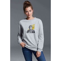 Formula F1 Ayrton Senna F1 Car Baskılı Gri Kadın Sweatshirt (528287756)