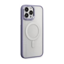 Apple Apple iPhone Uyumlu 15 Pro Max Kılıf Room Magneticsafe Silikon - Lila Düz Renkli