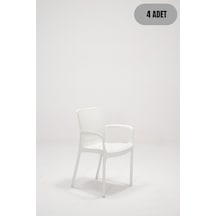 4 Adet Rattan Lüx Beyaz Sandalye / Balkon-bahçe-teras Beyaz