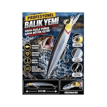 9 11 Cm At Çek Balık Avı Yemi Gümüş Siyah Renkli 3d Gözlü Güçlü Dalış Dilli Keskin Üçlü Iğneli