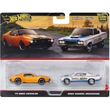 Hot Wheels Premium Jbl06 Car Culture 2 Pack 71 Amc Javelin // Amc Rebel Machine Beyaz - Turuncu