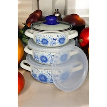 İtalyan Merve Prestige 3'lü Emaye Tencere Seti 14/16/18 Cm Pişir & Sakla Renkli İtalyan Merve Prestige 3'lü Emaye Tencere Seti 14/16/18 Cm Pişir & Sakla Renkli