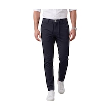 Deepsea Erkek Koyu Lacivert Slim Fit İpli Kumaş Pantolon Dar Kesim Esnek Smart Casual 2601100