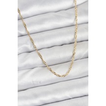 Cm 14k Gold Renk Yassı Burgulu Model Kadın Kolye Renkli