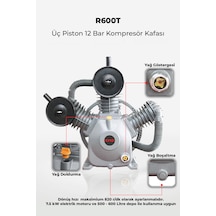R.m.d Kompresör Üç Piston 12 Bar Kompresör Kafası R600t