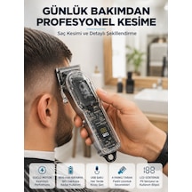 Şarjlı Saç Kesme Makinesi 4 Farklı Taraklı Lcd Pil Göstergeli Usb Şarjlı Profesyonel Erkek Tıraş Makinesi - Lisinya