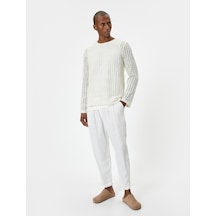 Koton Ajurlu Kazak Bisiklet Yaka Düşük Omuzlu Uzun Kollu Ekru 4sam70148mk Ekru