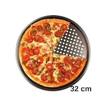 Teflon Delikli Pizza Tepsisi-tavası/ Lahmacun Pide Tepsisi 32 Cm Siyah