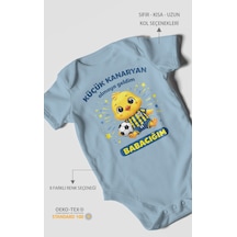 Morivokids Küçük Kanaryan Olmaya Geldim Babacığım Kısa Kollu Bebek Body %100 Pamuk Bebe Mavisi