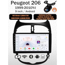 Peugeot 206 1999-2010 Android 14 Navigasyon Multimedya Tesla Ekran Android Teyp Double Teyp 6gb Ram 128gb Hafıza Kablosuz Carplay Android Auto 9"