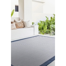 Fresco Ekru Lacivert İskandinav Jüt Yıkanabilir Halı Kilim Balkon Ekru - Lacivert