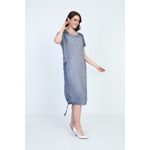 Ella Camelia Kadın Omuz Detaylı Elbise 5012175 Indigo İndigo