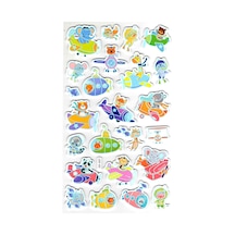 Sticker Eva Kabartmalı Stiker Çıkartma Defter Etiket Xk007 14x24 Cm - Uçak Denizaltı Hayvan Çok Renkli