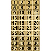 5x7cm Metal Yapışkanlı Numara (1..40) 40 adet Altın Renk Metal