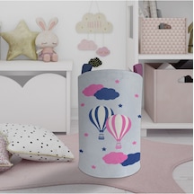 Mekta Home Bebek Ve Çocuk Odası Pembe Mavi Uçan Balon Desenli Oyuncak Sepeti Renkli Çok Renkli