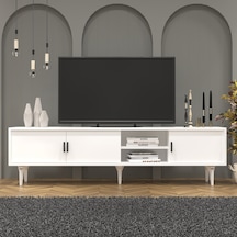 Marin Tv Ünitesi Tv Sehpası 180 Cm , Raflı , Beyaz