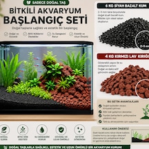 Bitkili Akvaryum Başlangıç Zemin Kum Seti Toplam 10 Kg - 6 Kg Siyah Bazalt Zemin Kumu + 4 Kg Volkanik Taş Kırığı - Bitki Dahil Değildir