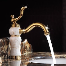 Mermerli Banyo Lavabo Bataryası Altın - Dore