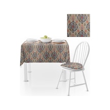 Damask Desenli Antrasit Sütlü Kahve Dijital Baskılı Süet Dokuma Masa Örtüsü 140x260