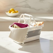 Katlanabilir Silikon Çamaşır Sepeti 17 Litre, Yer Tasarruflu Akordiyon Sele, Kulplu Ve Çok Amaçlı Düzenleyici, Banyo Ve Mutfak İçin Pratik Katlanır Leğen 48x28 Cm Çok Renkli