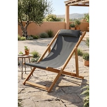 Tr Bysay Ahşap Katlanabilir Şezlong, Antrasit, Gürgen, 3 Kademeli, Plaj Bahçe Teras Balkon İçin, 85x60x80 Cm Diğer