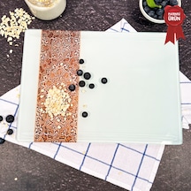 Kanallı Cam Kesme Tahtası - Arabesk Tek Şerit Desen - 25x35cm