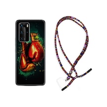 Huawei P40 Pro Kılıf Rasta Boyun Askılı Boks Eldiveni 1763 Siyah