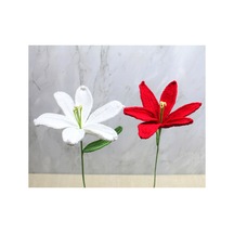 1 Adet El Örgüsü Zambak Çiçeği El Yapımı Dekoratif Örgü Çiçek, 45 Cm Boyunda Knitted Lily, Handmade Flower Diğer