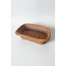 Plastik Rattan Ekmeklik, Ekmek Sepeti Dikdörtgen Kahve Krem