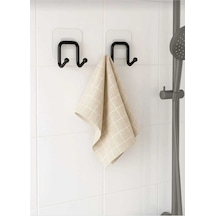 Güçlü Yapışkanlı Çift Kancalı Banyo Ve Mutfak Askısı Metal Duvar Askılık Organizeri 2 Adet Siy Diğer