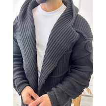 Elku Moda Elkumoda Hırka Kapüşonlu Cepli Örgü Triko Uzun Panço Hırka Hırka2785-HIRKA2785