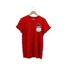 Köpek Baskılı Kırmızı T-shirt kırmızı