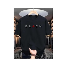 Medinenur Black Yazı Detaylı Basic T-shirt Siyah
