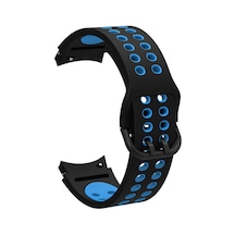 Ekılıf - Samsung Watch 4 40mm Uyumlu - Kordon Silikon Kordon Krd-02 - Siyah-mavi