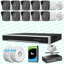 Provzen Hikvision 10 Kameralı Ip 1080p Mikrofonlu Güvenlik Kamerası Olay Anında Bildirim