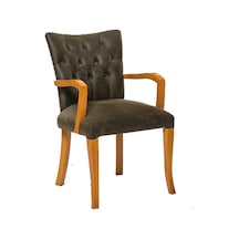 Sandalye Zus160 YARIM KOLÇAK Model Kayın Retro Ayak Doğal renk Babyface kumaş kapitone El Yapım