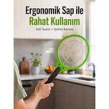 Mey İthalat Pil İle Çalışan Elektrikli Sivrisinek Raketi Kimyasal İçermeyen Hijyenik Çözüm Yeni Nesil