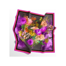 İpekal 90 X 90 İpek Vual Yazlık İnce Eşarp-03008 - 90 X 90 / Fuşya - Turuncu