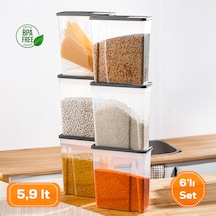 Porsima Org-451 Sandy 6'lı 5,90l Erzak Saklama Kabı Seti Antrasit