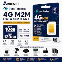 Turk Telekom 4G Data Sim Kart Aylık 10 GB Yıllık 120 GB (Solar Kameralar İçin)