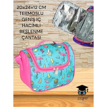 20x24x12 Cm Termoslu Geniş İç Hacimli Beslenme Çantası Çok Renkli