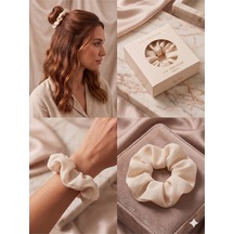 İpeksi Saten Dokulu Düz Renk Kumaş Scrunchie Lastik Toka Farklı Renk Seçenekli Karışık - Çok Renkli